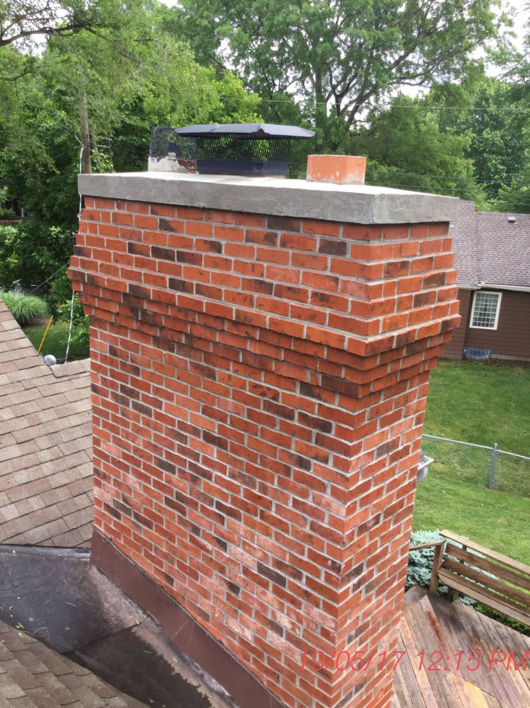 Fully rebuilt chimney restored to safe condition
