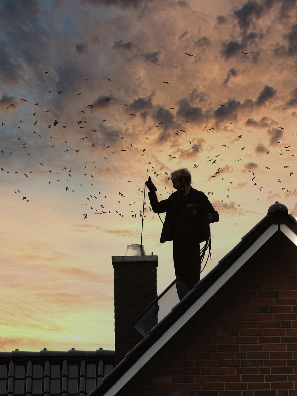 Chimney sweep professional cleaning tools